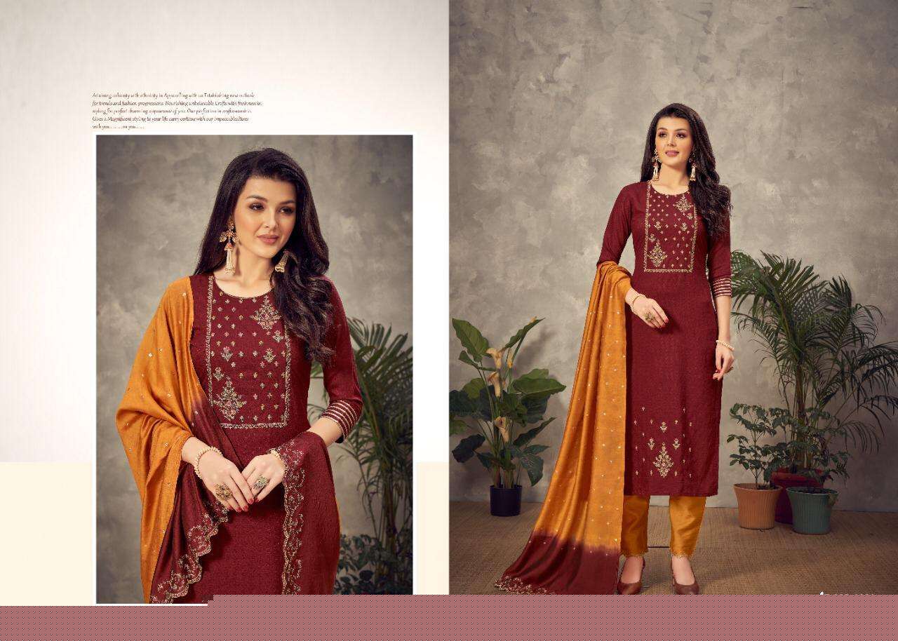 ART BY AMAAYA GARMENTS 1001 TO 1005 SERIES BEAUTIFUL SUITS COLORFUL STYLISH FANCY CASUAL WEAR & ETHNIC WEAR PURE VISCOSE DOBBY EMBROIDERED DRESSES AT WHOLESALE PRICE