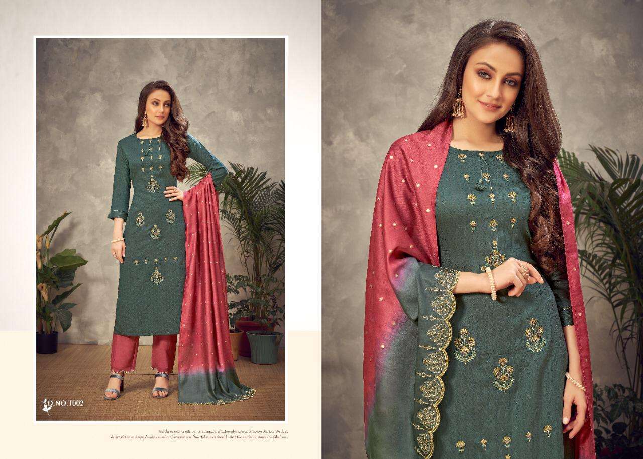 ART BY AMAAYA GARMENTS 1001 TO 1005 SERIES BEAUTIFUL SUITS COLORFUL STYLISH FANCY CASUAL WEAR & ETHNIC WEAR PURE VISCOSE DOBBY EMBROIDERED DRESSES AT WHOLESALE PRICE