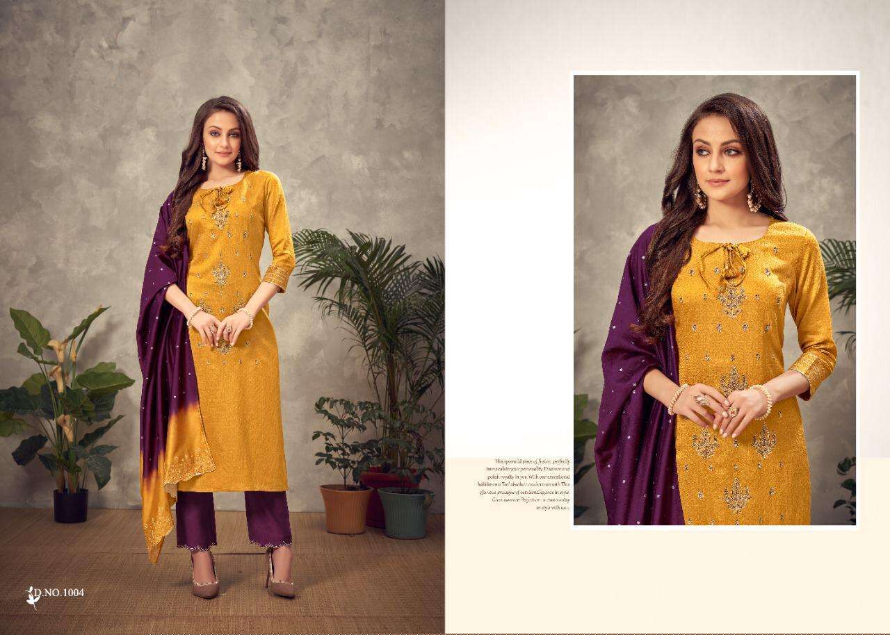 ART BY AMAAYA GARMENTS 1001 TO 1005 SERIES BEAUTIFUL SUITS COLORFUL STYLISH FANCY CASUAL WEAR & ETHNIC WEAR PURE VISCOSE DOBBY EMBROIDERED DRESSES AT WHOLESALE PRICE