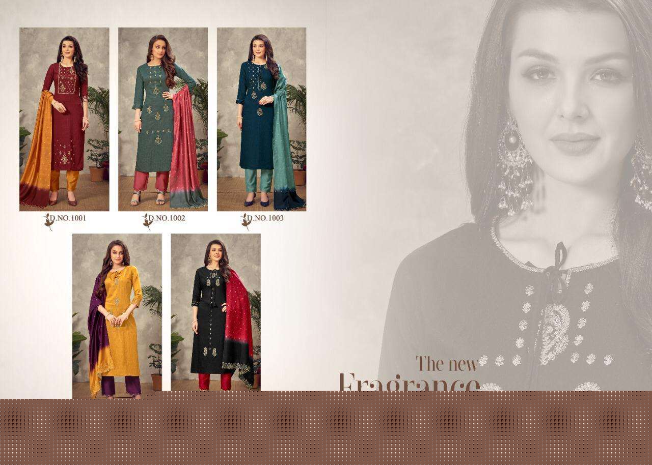 ART BY AMAAYA GARMENTS 1001 TO 1005 SERIES BEAUTIFUL SUITS COLORFUL STYLISH FANCY CASUAL WEAR & ETHNIC WEAR PURE VISCOSE DOBBY EMBROIDERED DRESSES AT WHOLESALE PRICE