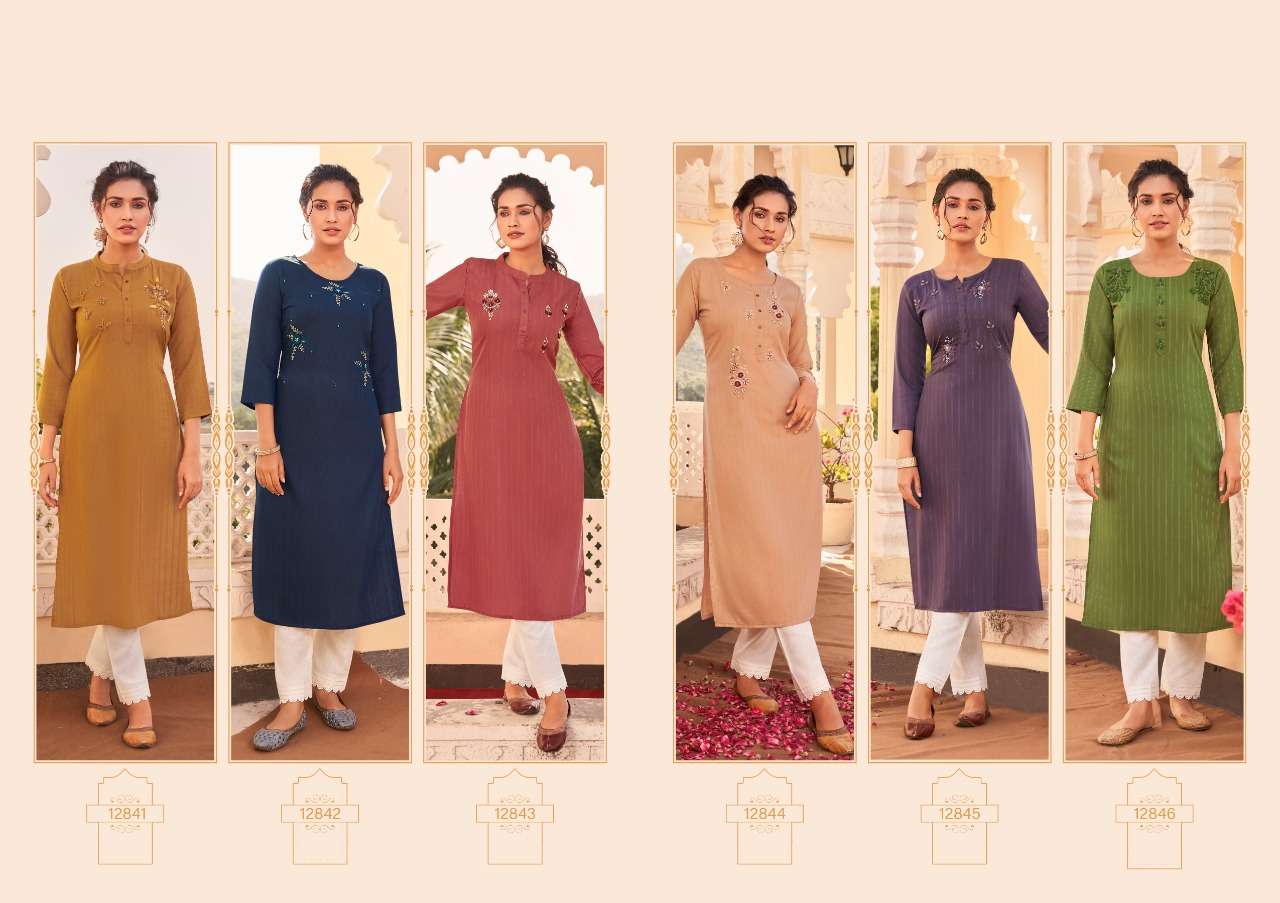 WALNUT BY KIVI 12841 TO 12846 SERIES DESIGNER STYLISH FANCY COLORFUL BEAUTIFUL PARTY WEAR & ETHNIC WEAR COLLECTION FANCY KURTIS AT WHOLESALE PRICE