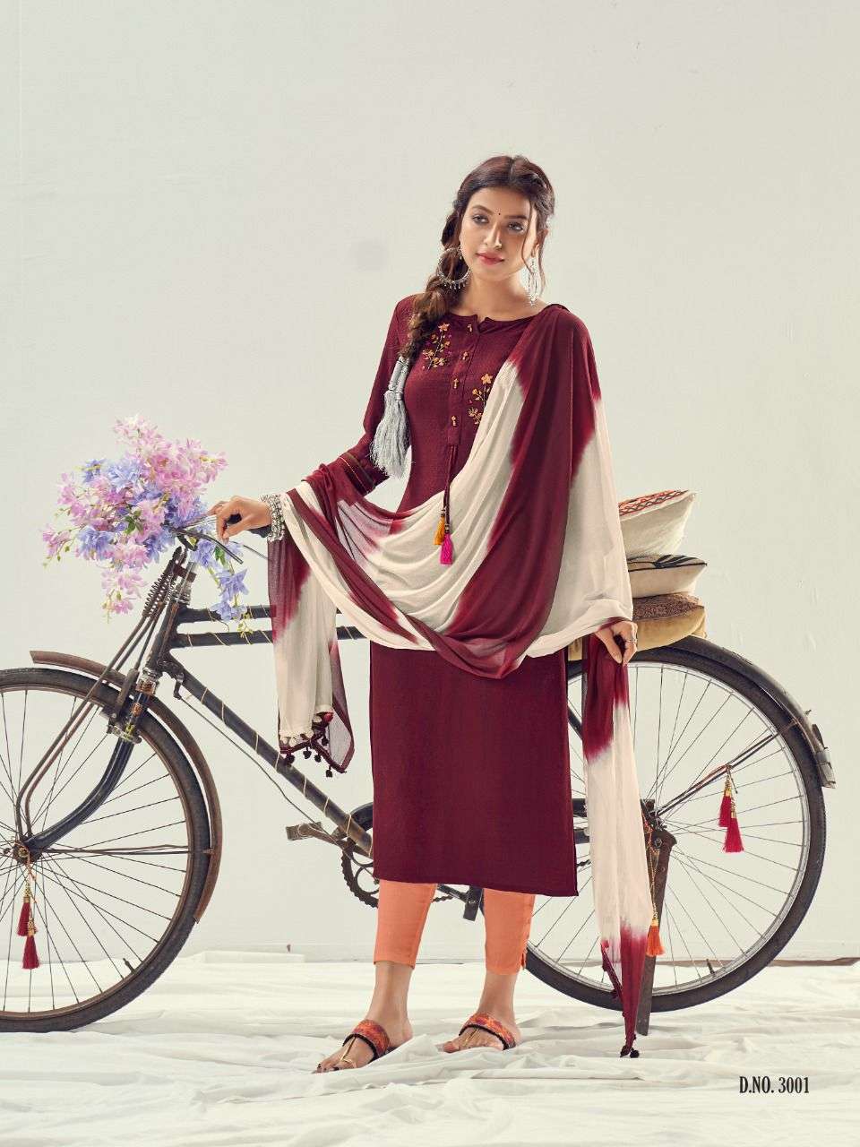 CYCLONE BY RIYA DESIGNER 3001 TO 3006 SERIES DESIGNER STYLISH FANCY COLORFUL BEAUTIFUL PARTY WEAR & ETHNIC WEAR COLLECTION HEAVY TESLA SLUB KURTIS WITH DUPATTA AT WHOLESALE PRICE