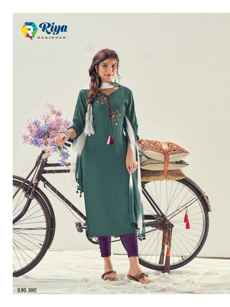 CYCLONE BY RIYA DESIGNER 3001 TO 3006 SERIES DESIGNER STYLISH FANCY COLORFUL BEAUTIFUL PARTY WEAR & ETHNIC WEAR COLLECTION HEAVY TESLA SLUB KURTIS WITH DUPATTA AT WHOLESALE PRICE