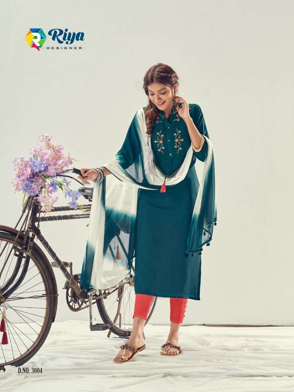CYCLONE BY RIYA DESIGNER 3001 TO 3006 SERIES DESIGNER STYLISH FANCY COLORFUL BEAUTIFUL PARTY WEAR & ETHNIC WEAR COLLECTION HEAVY TESLA SLUB KURTIS WITH DUPATTA AT WHOLESALE PRICE