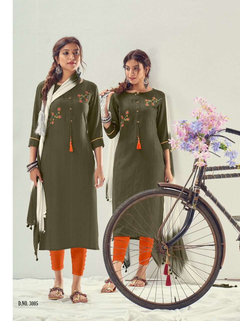 CYCLONE BY RIYA DESIGNER 3001 TO 3006 SERIES DESIGNER STYLISH FANCY COLORFUL BEAUTIFUL PARTY WEAR & ETHNIC WEAR COLLECTION HEAVY TESLA SLUB KURTIS WITH DUPATTA AT WHOLESALE PRICE