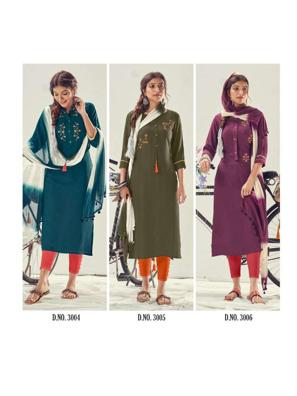 CYCLONE BY RIYA DESIGNER 3001 TO 3006 SERIES DESIGNER STYLISH FANCY COLORFUL BEAUTIFUL PARTY WEAR & ETHNIC WEAR COLLECTION HEAVY TESLA SLUB KURTIS WITH DUPATTA AT WHOLESALE PRICE