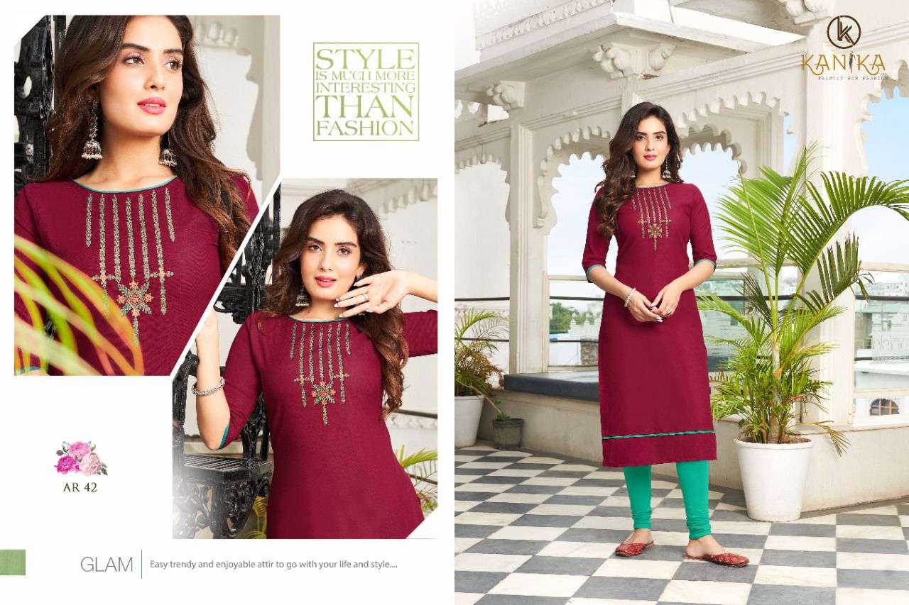 ANUROOP VOL-5 BY KANIKA 39 TO 48 SERIES DESIGNER STYLISH FANCY COLORFUL BEAUTIFUL PARTY WEAR & ETHNIC WEAR COLLECTION RUBY SILK EMBROIDERY KURTIS AT WHOLESALE PRICE