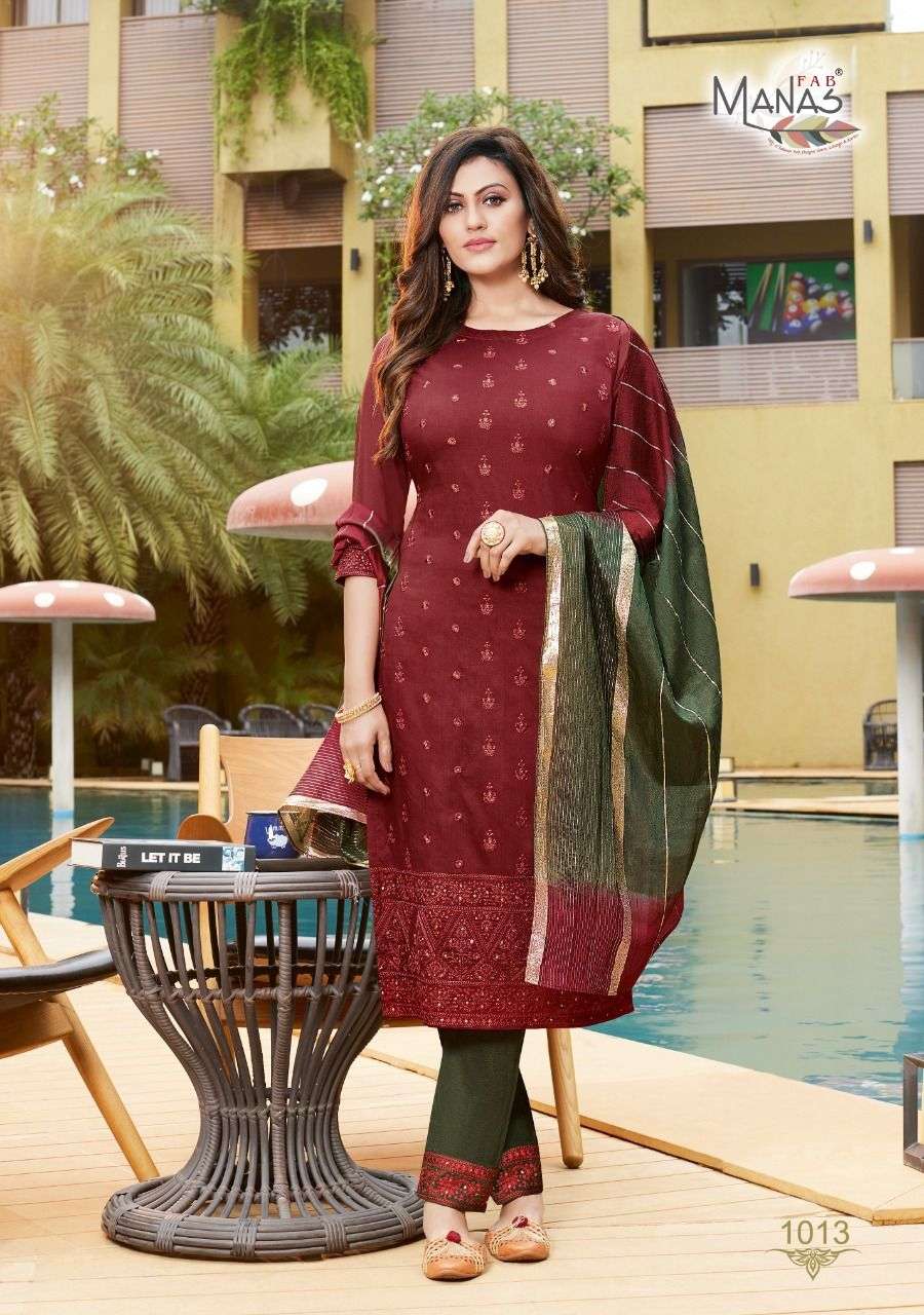 LUCKNOWI VOL-3 BY MANAS FAB 1003 TO 1008 SERIES BEAUTIFUL SUITS COLORFUL STYLISH FANCY CASUAL WEAR & ETHNIC WEAR FANCY DRESSES AT WHOLESALE PRICE