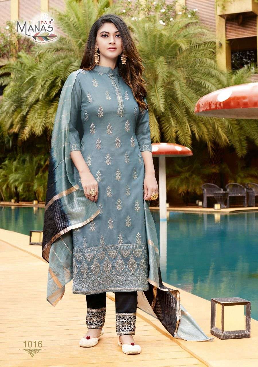 LUCKNOWI VOL-3 BY MANAS FAB 1003 TO 1008 SERIES BEAUTIFUL SUITS COLORFUL STYLISH FANCY CASUAL WEAR & ETHNIC WEAR FANCY DRESSES AT WHOLESALE PRICE
