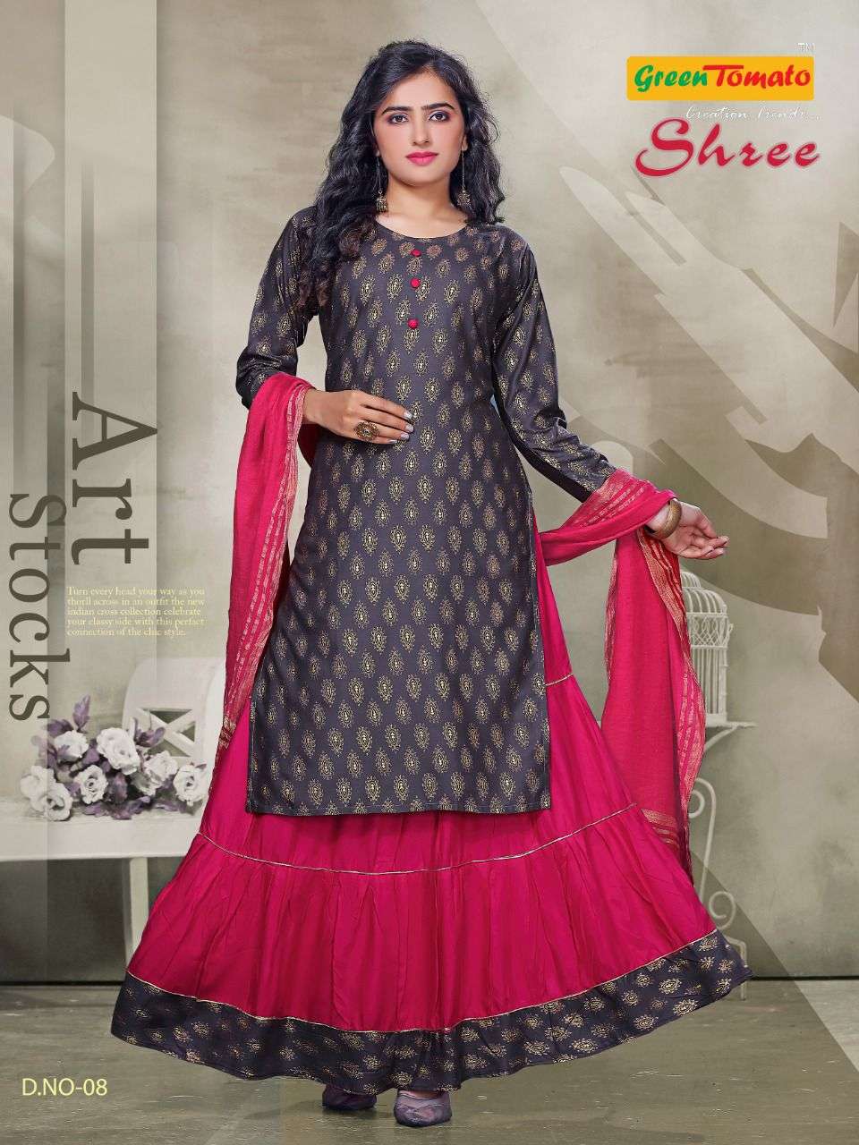 SHREE BY GREEN TOMATO 01 TO 08 SERIES BEAUTIFUL SUITS COLORFUL STYLISH FANCY CASUAL WEAR & ETHNIC WEAR HEAVY RAYON DRESSES AT WHOLESALE PRICE
