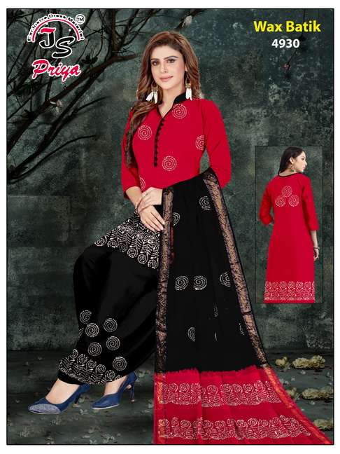 WAX BATIK BY J S PRIYA BEAUTIFUL SUITS COLORFUL STYLISH FANCY CASUAL WEAR & ETHNIC WEAR PURE COTTON DRESSES AT WHOLESALE PRICE