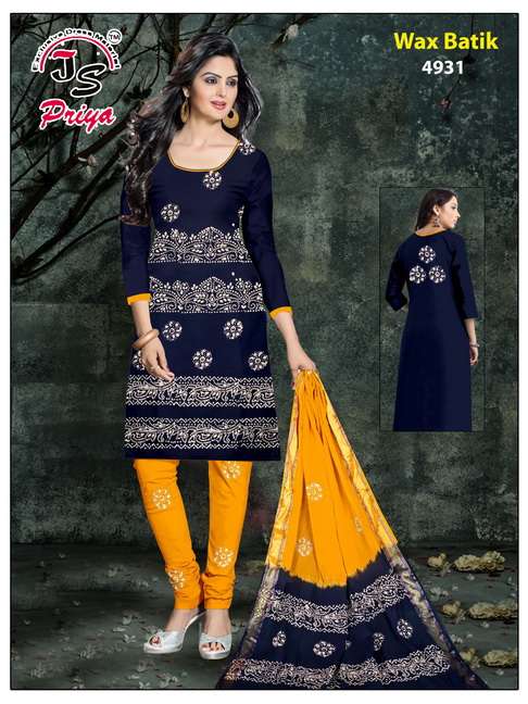 WAX BATIK BY J S PRIYA BEAUTIFUL SUITS COLORFUL STYLISH FANCY CASUAL WEAR & ETHNIC WEAR PURE COTTON DRESSES AT WHOLESALE PRICE