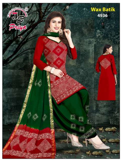 WAX BATIK BY J S PRIYA BEAUTIFUL SUITS COLORFUL STYLISH FANCY CASUAL WEAR & ETHNIC WEAR PURE COTTON DRESSES AT WHOLESALE PRICE