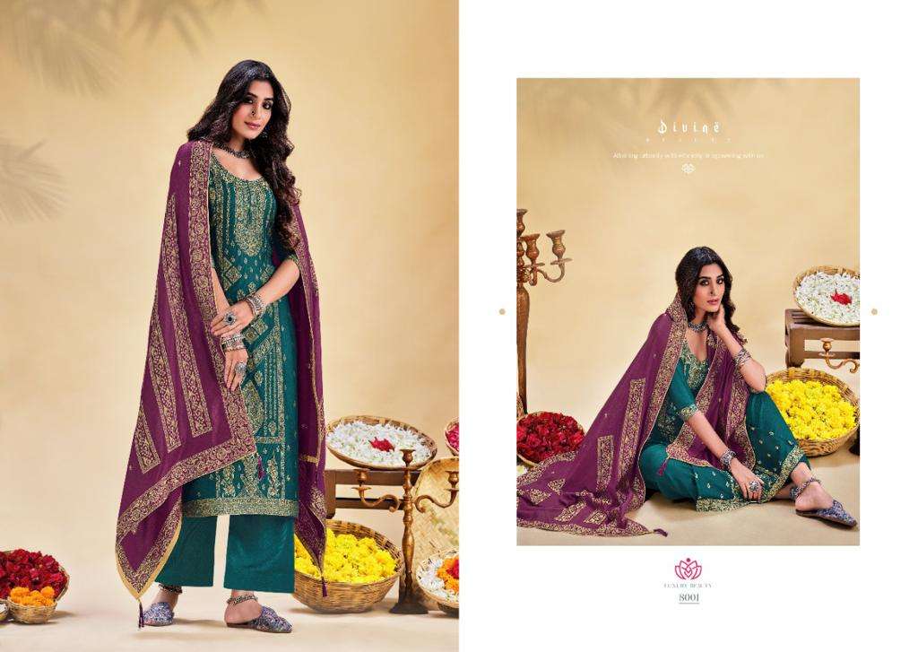 NIKHAR VOL-8 BY SHIVANG INTERNATIONAL 8001 TO 8008 SERIES BEAUTIFUL STYLISH SUITS FANCY COLORFUL CASUAL WEAR & ETHNIC WEAR & READY TO WEAR PASHMINA VISCOSE JACQUARD DRESSES AT WHOLESALE PRICE