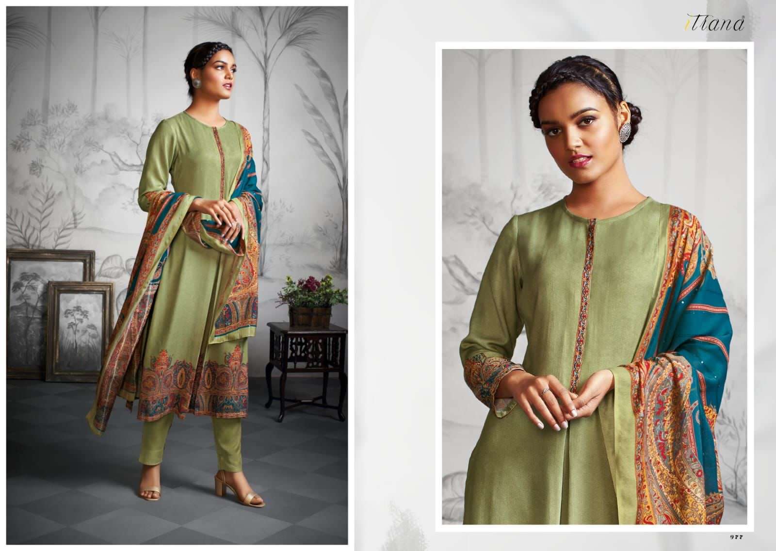 NIRVANA BY ITRANA BEAUTIFUL STYLISH SUITS FANCY COLORFUL CASUAL WEAR & ETHNIC WEAR & READY TO WEAR TWILL PRINTED DRESSES AT WHOLESALE PRICE