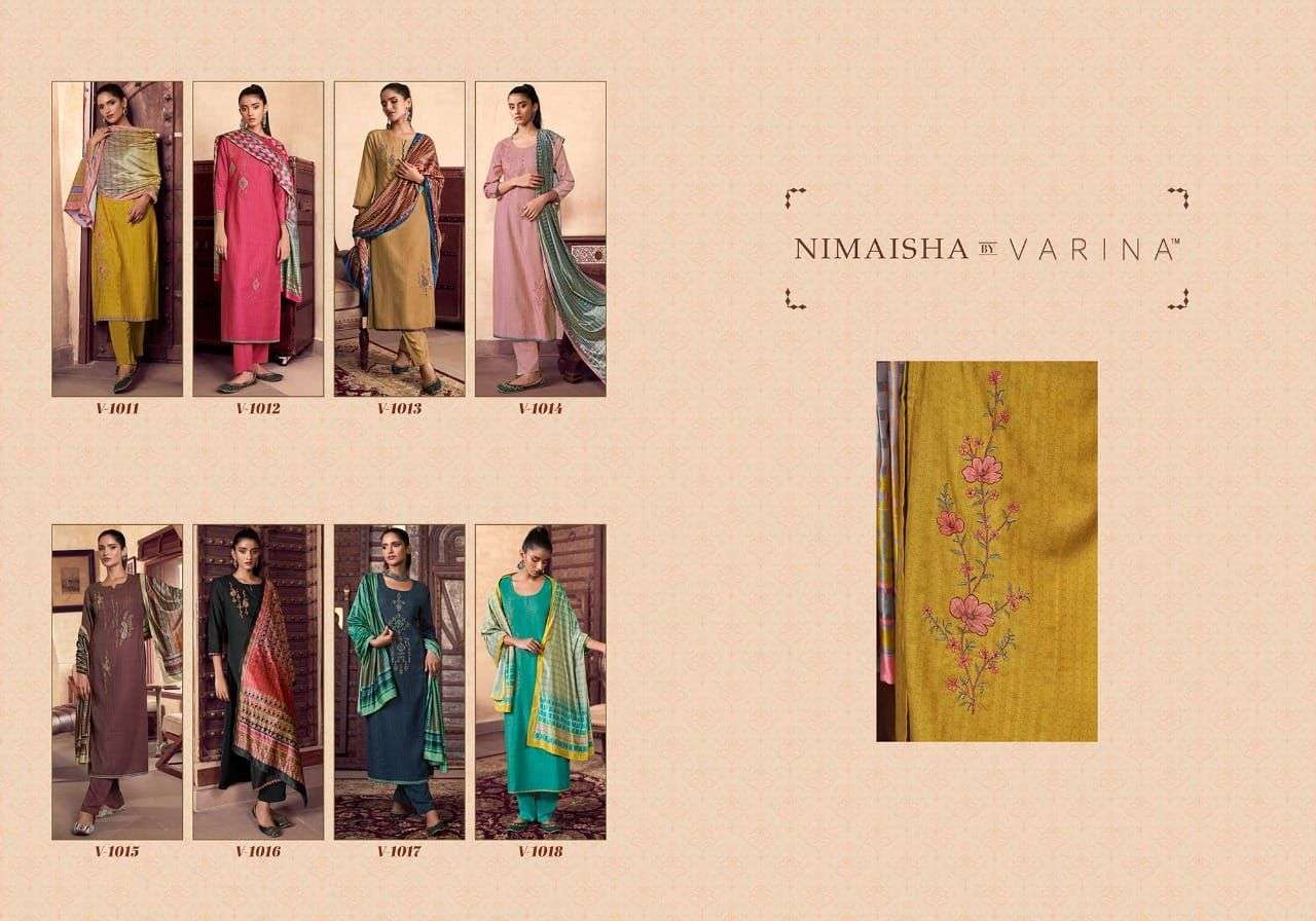 NIMAISHA BY VARINA 1011 TO 1018 SERIES BEAUTIFUL SUITS COLORFUL STYLISH FANCY CASUAL WEAR & ETHNIC WEAR PASHMINA PRINT DRESSES AT WHOLESALE PRICE