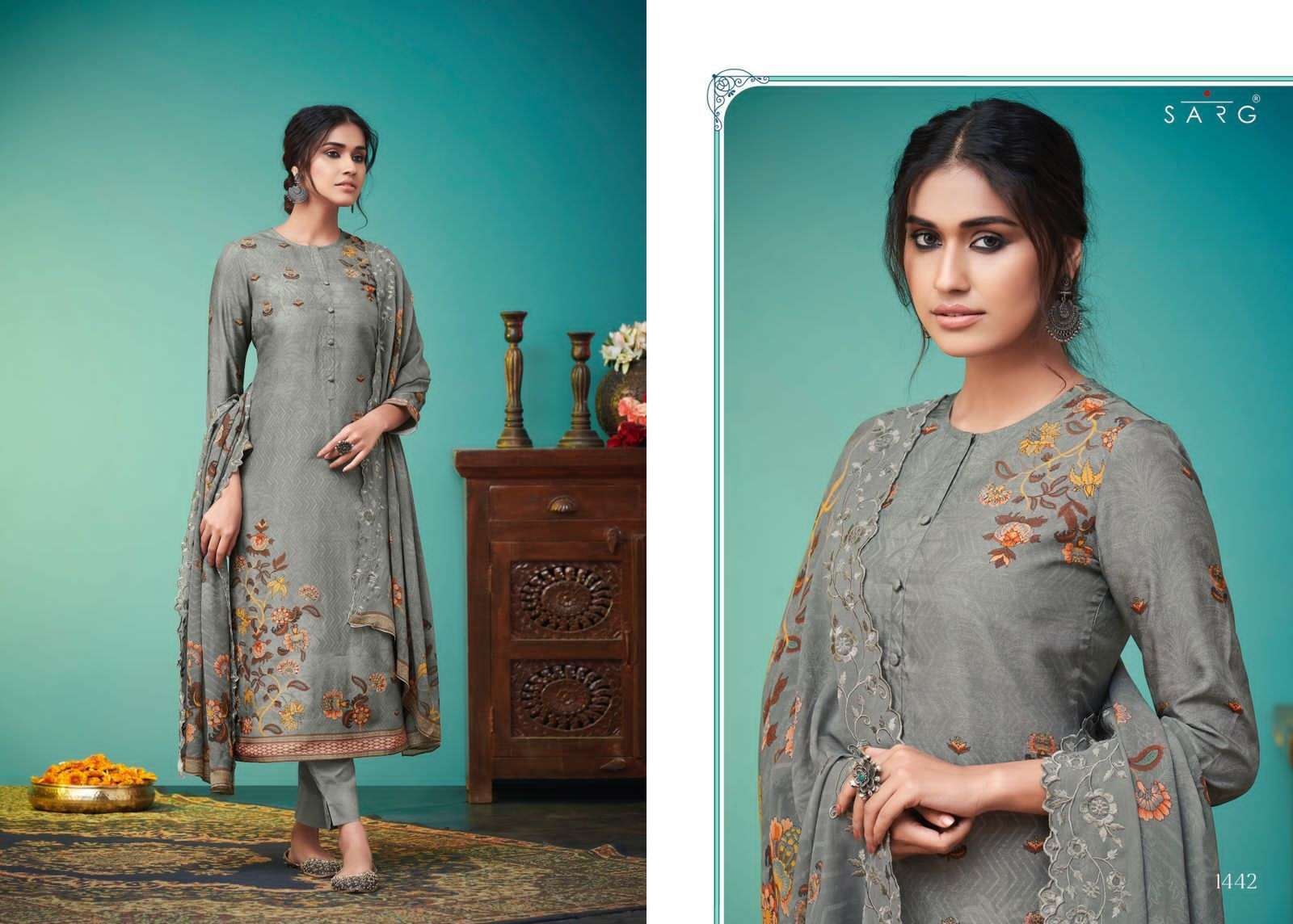 BELLA CASA BY SARG BEAUTIFUL STYLISH SUITS FANCY COLORFUL CASUAL WEAR & ETHNIC WEAR & READY TO WEAR PURA RUSSIAN SILK DRESSES AT WHOLESALE PRICE