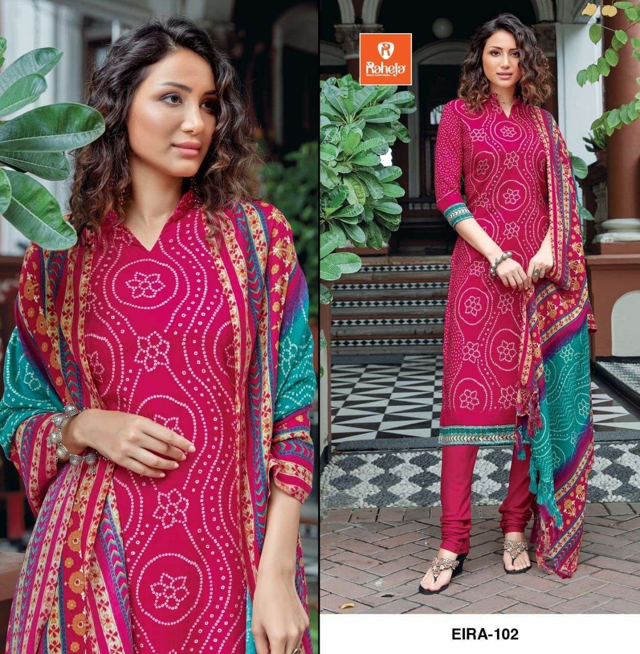 EIRA BY RAHEJA TEX FAB 101 TO 106 SERIES BEAUTIFUL SUITS COLORFUL STYLISH FANCY CASUAL WEAR & ETHNIC WEAR PASHMINA PRINT DRESSES AT WHOLESALE PRICE