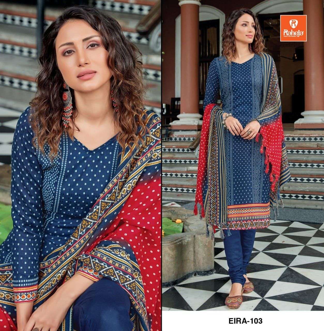 EIRA BY RAHEJA TEX FAB 101 TO 106 SERIES BEAUTIFUL SUITS COLORFUL STYLISH FANCY CASUAL WEAR & ETHNIC WEAR PASHMINA PRINT DRESSES AT WHOLESALE PRICE