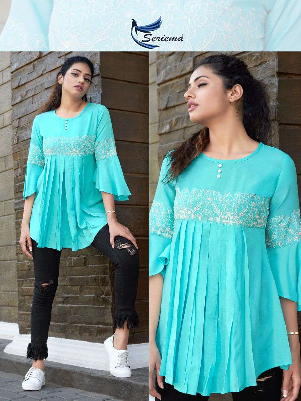 GLAZIER NX HIT BY SPARROW 1046 TO 1053 SERIES BEAUTIFUL STYLISH FANCY COLORFUL CASUAL WEAR & ETHNIC WEAR HEAVY RAYON EMBROIDERED TOPS AT WHOLESALE PRICE