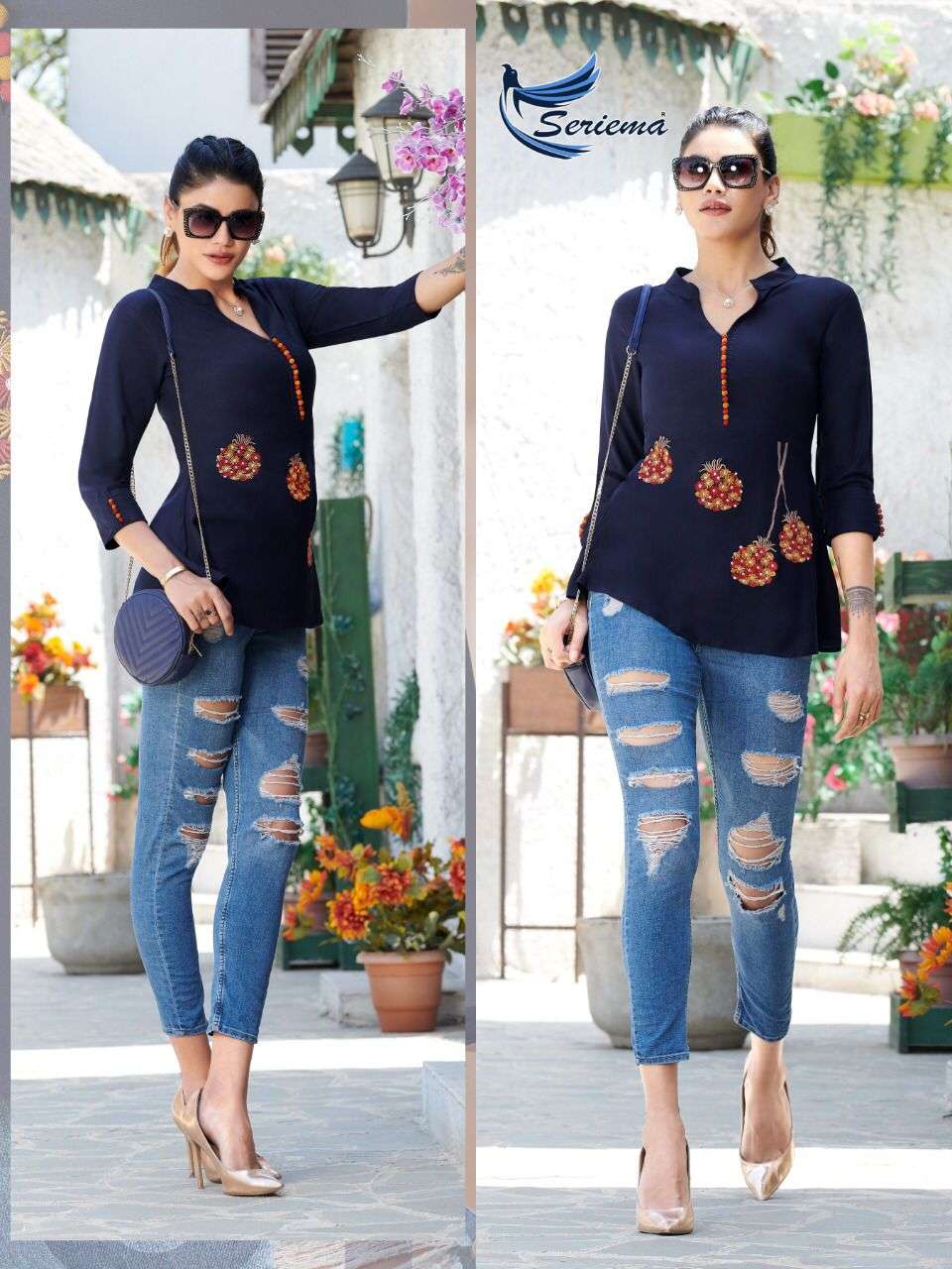 GLAZIER NX HIT BY SPARROW 1046 TO 1053 SERIES BEAUTIFUL STYLISH FANCY COLORFUL CASUAL WEAR & ETHNIC WEAR HEAVY RAYON EMBROIDERED TOPS AT WHOLESALE PRICE