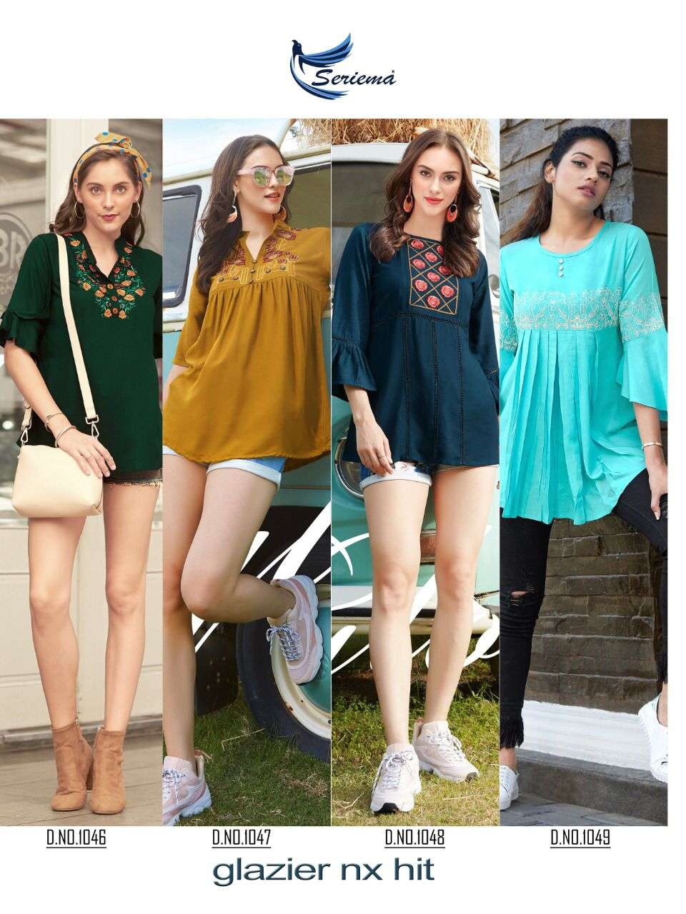 GLAZIER NX HIT BY SPARROW 1046 TO 1053 SERIES BEAUTIFUL STYLISH FANCY COLORFUL CASUAL WEAR & ETHNIC WEAR HEAVY RAYON EMBROIDERED TOPS AT WHOLESALE PRICE