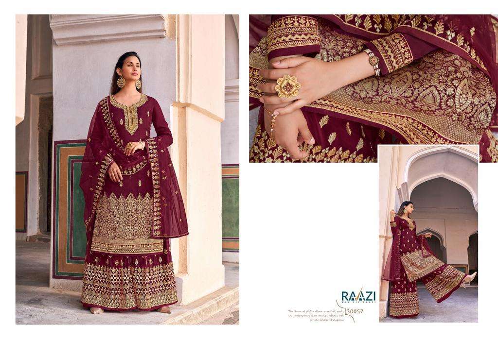 MEHWISH BY RAMA FASHION 30057 TO 30062 SERIES BEAUTIFUL STYLISH SHARARA SUITS FANCY COLORFUL CASUAL WEAR & ETHNIC WEAR & READY TO WEAR DOLA JACQUARD EMBROIDERED DRESSES AT WHOLESALE PRICE