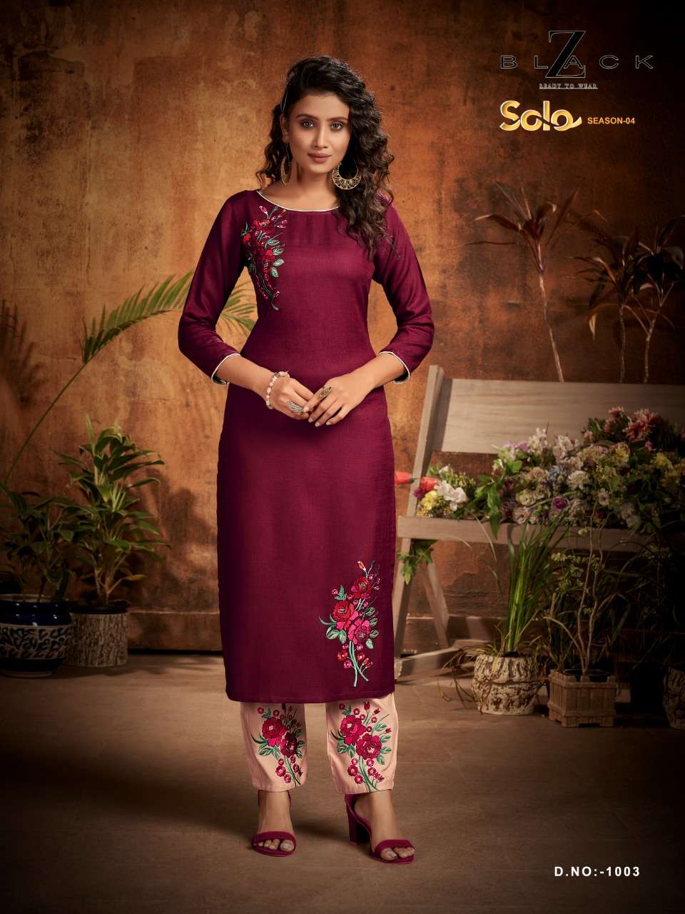 SOLO VOL-4 BY Z BLACK 1001 TO 1006 SERIES DESIGNER STYLISH FANCY COLORFUL BEAUTIFUL PARTY WEAR & ETHNIC WEAR COLLECTION RAYON EMBROIDERED KURTIS WITH BOTTOM AT WHOLESALE PRICE