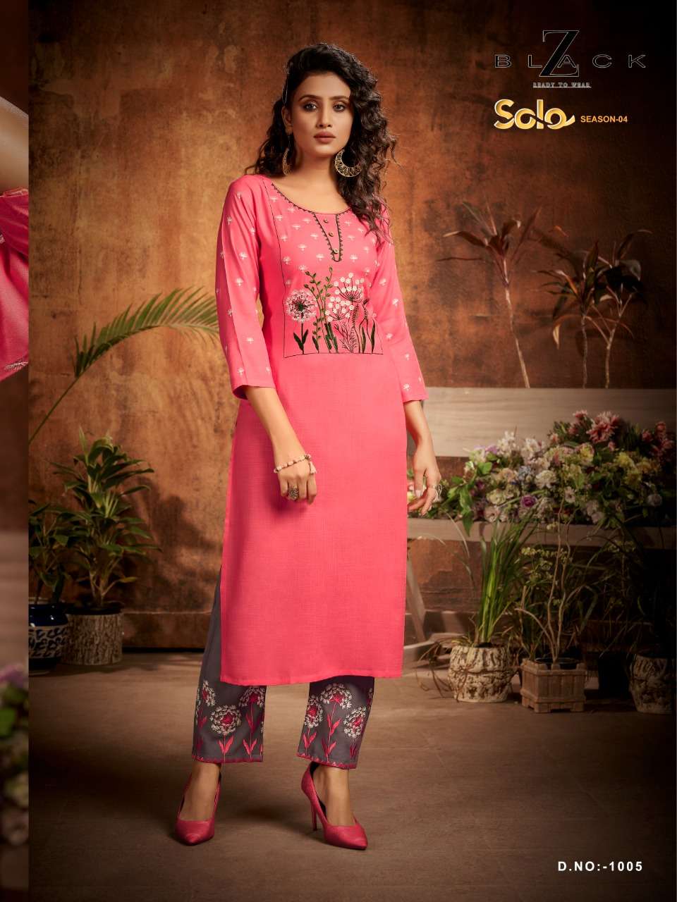 SOLO VOL-4 BY Z BLACK 1001 TO 1006 SERIES DESIGNER STYLISH FANCY COLORFUL BEAUTIFUL PARTY WEAR & ETHNIC WEAR COLLECTION RAYON EMBROIDERED KURTIS WITH BOTTOM AT WHOLESALE PRICE