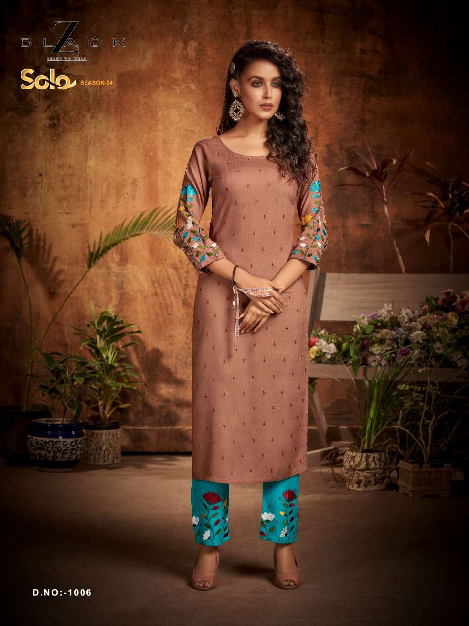 SOLO VOL-4 BY Z BLACK 1001 TO 1006 SERIES DESIGNER STYLISH FANCY COLORFUL BEAUTIFUL PARTY WEAR & ETHNIC WEAR COLLECTION RAYON EMBROIDERED KURTIS WITH BOTTOM AT WHOLESALE PRICE
