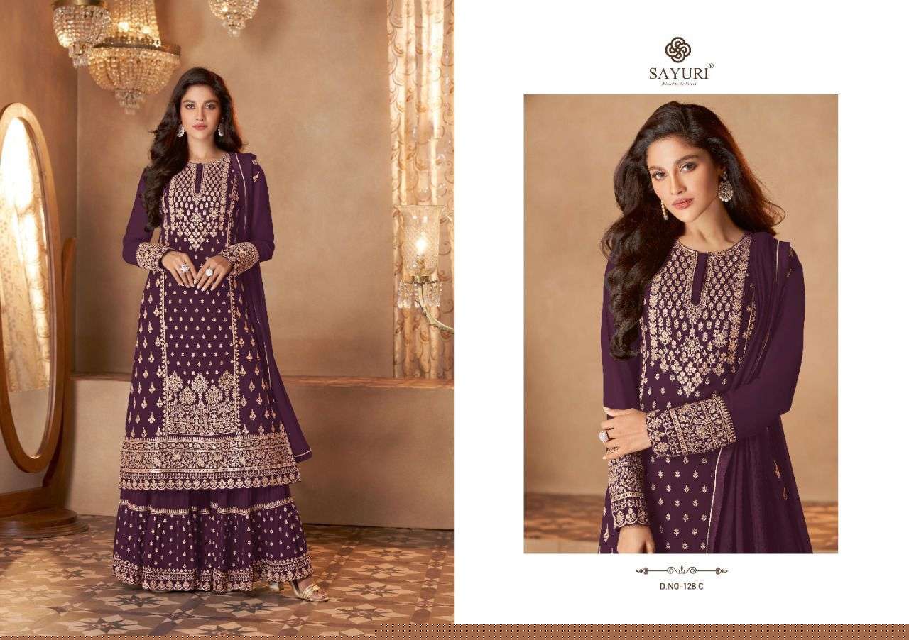 ZOHRA BY SAYURI 128-A TO 128-E SERIES DESIGNER WEDDING COLLECTION BEAUTIFUL STYLISH FANCY COLORFUL PARTY WEAR & OCCASIONAL WEAR REAL GEORGETTE EMBROIDERED DRESSES AT WHOLESALE PRICE