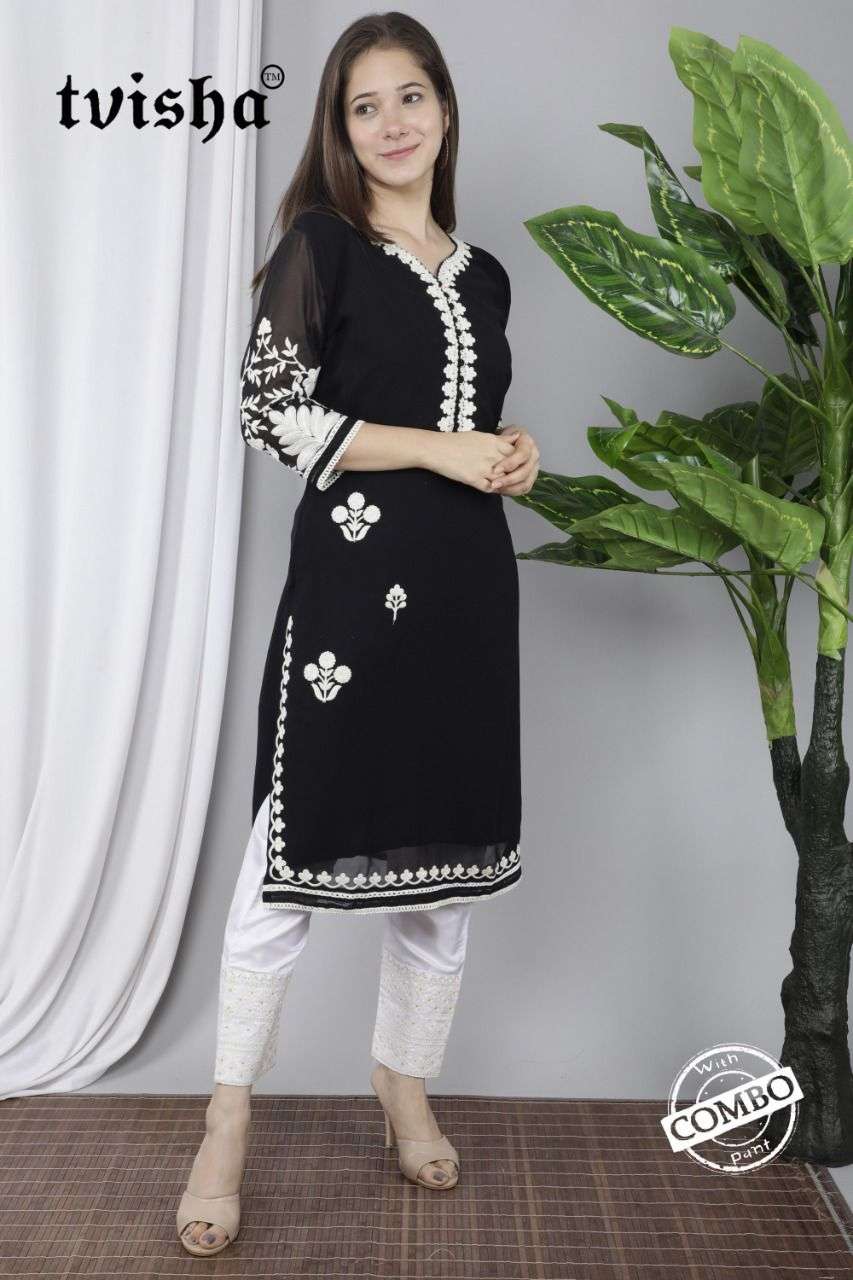 AAFREEN VOL-2 BY TVISHA 201 TO 208 SERIES DESIGNER STYLISH FANCY COLORFUL BEAUTIFUL PARTY WEAR & ETHNIC WEAR COLLECTION GEORGETTE EMBROIDERY KURTIS WITH BOTTOM AT WHOLESALE PRICE
