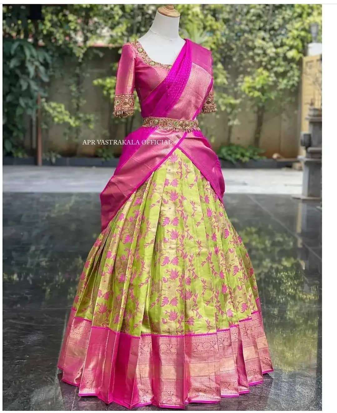 HALF SAREES VOL-38 BY FASHID WHOLESALE 3801 TO 3804 SERIES INDIAN TRADITIONAL WEAR COLLECTION BEAUTIFUL STYLISH FANCY COLORFUL PARTY WEAR & OCCASIONAL WEAR KANJIVARAM SILK SAREES AT WHOLESALE PRICE