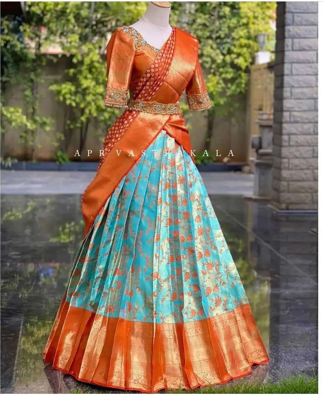 HALF SAREES VOL-38 BY FASHID WHOLESALE 3801 TO 3804 SERIES INDIAN TRADITIONAL WEAR COLLECTION BEAUTIFUL STYLISH FANCY COLORFUL PARTY WEAR & OCCASIONAL WEAR KANJIVARAM SILK SAREES AT WHOLESALE PRICE