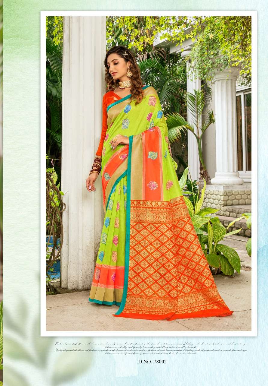 WEAVES VATIKA SILK BY SIDDHANT WEAVES 78001 TO 78008 SERIES INDIAN TRADITIONAL WEAR COLLECTION BEAUTIFUL STYLISH FANCY COLORFUL PARTY WEAR & OCCASIONAL WEAR COTTON SILK SAREES AT WHOLESALE PRICE