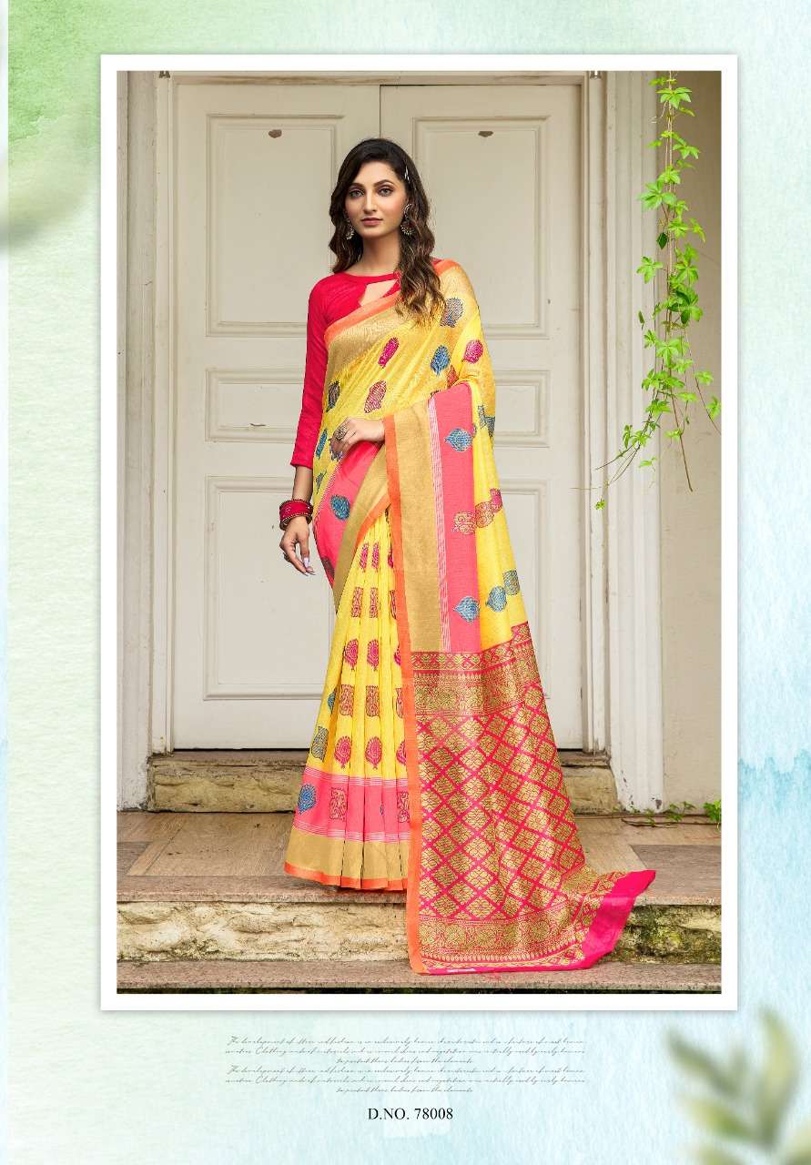 WEAVES VATIKA SILK BY SIDDHANT WEAVES 78001 TO 78008 SERIES INDIAN TRADITIONAL WEAR COLLECTION BEAUTIFUL STYLISH FANCY COLORFUL PARTY WEAR & OCCASIONAL WEAR COTTON SILK SAREES AT WHOLESALE PRICE