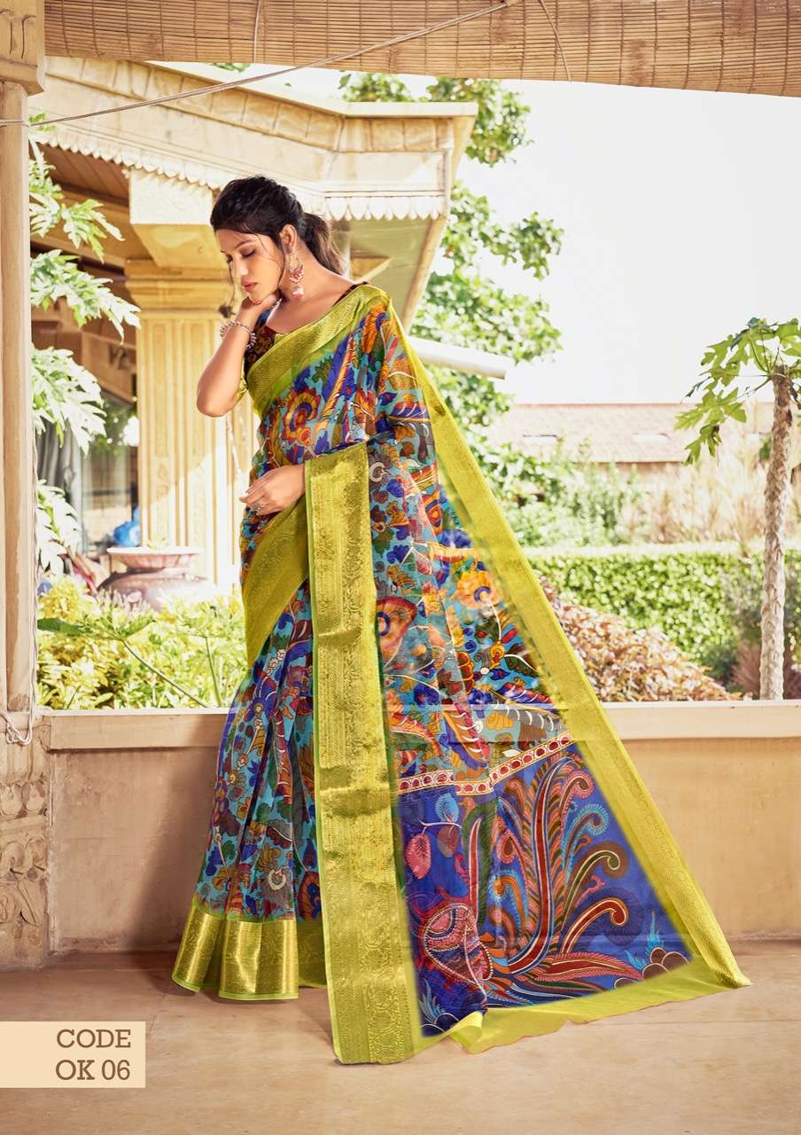 ORGANZA KALAMKARI BY SHVETAMBAR CREATION 01 TO 08 SERIES INDIAN TRADITIONAL WEAR COLLECTION BEAUTIFUL STYLISH FANCY COLORFUL PARTY WEAR & OCCASIONAL WEAR ORGANZA SILK SAREES AT WHOLESALE PRICE