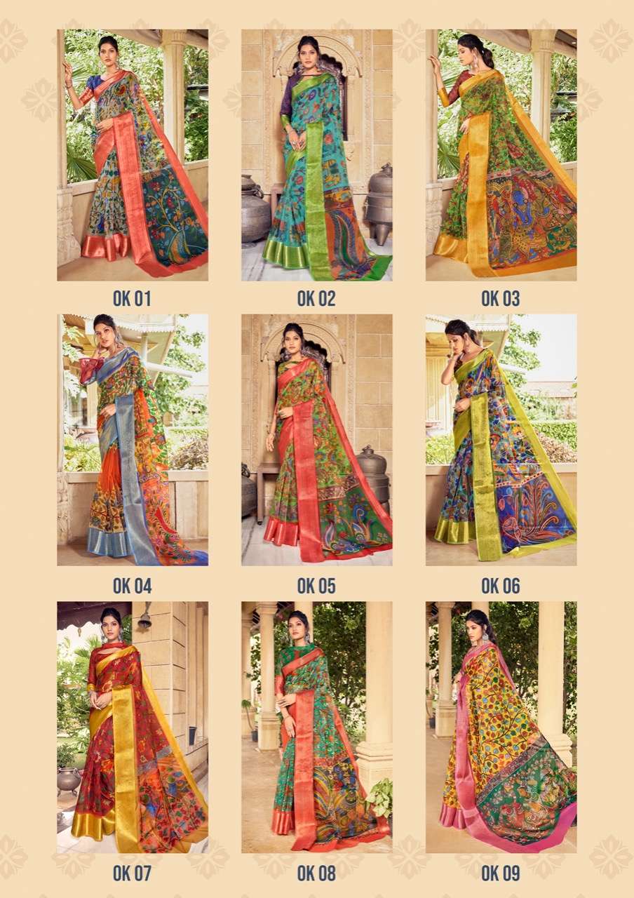 ORGANZA KALAMKARI BY SHVETAMBAR CREATION 01 TO 08 SERIES INDIAN TRADITIONAL WEAR COLLECTION BEAUTIFUL STYLISH FANCY COLORFUL PARTY WEAR & OCCASIONAL WEAR ORGANZA SILK SAREES AT WHOLESALE PRICE