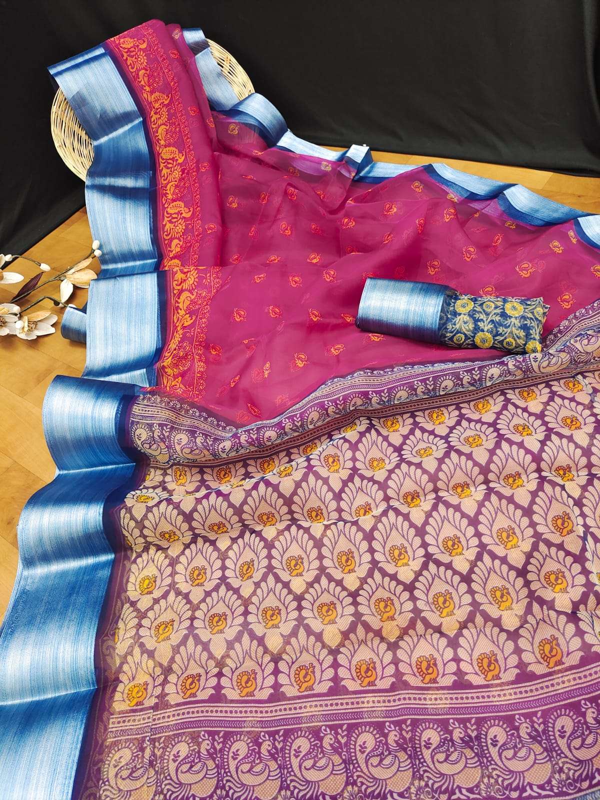 PREMIUM ORGANZA VOL-5 BY MYRA 501 TO 512 SERIES INDIAN TRADITIONAL WEAR COLLECTION BEAUTIFUL STYLISH FANCY COLORFUL PARTY WEAR & OCCASIONAL WEAR PREMIUM ORGANZA SAREES AT WHOLESALE PRICE