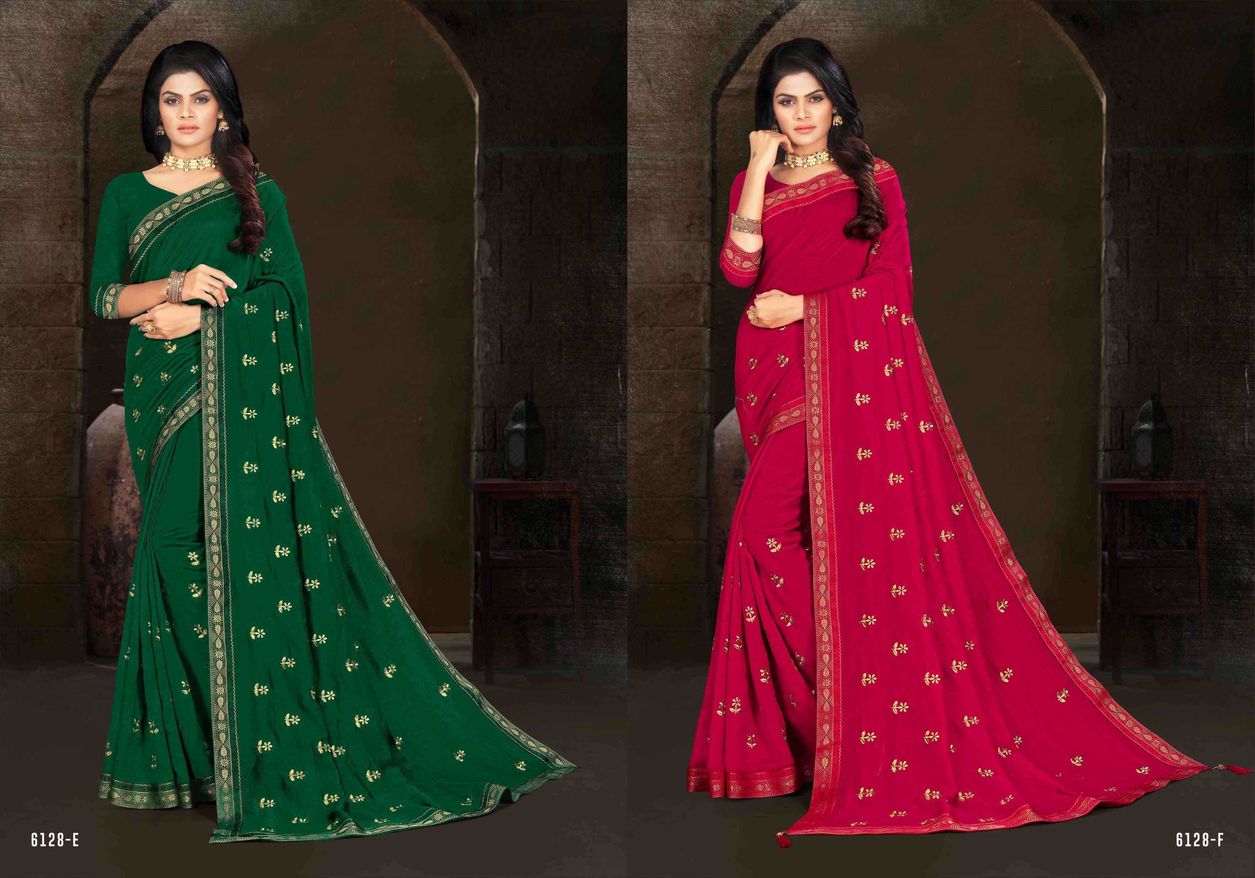 NARIYAL PEDA BY INDIAN WOMEN 6128-A TO 6128-H SERIES INDIAN TRADITIONAL WEAR COLLECTION BEAUTIFUL STYLISH FANCY COLORFUL PARTY WEAR & OCCASIONAL WEAR VICHITRA SILK SAREES AT WHOLESALE PRICE