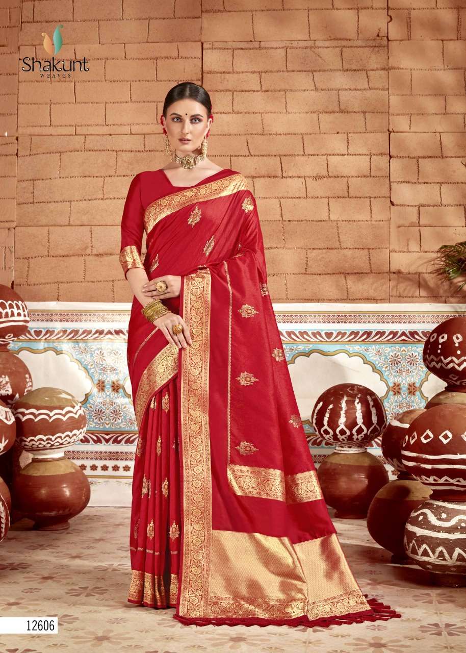 SKS FANCY-1001 BY SHAKUNT 12601 TO 12606 SERIES INDIAN TRADITIONAL WEAR COLLECTION BEAUTIFUL STYLISH FANCY COLORFUL PARTY WEAR & OCCASIONAL WEAR SOFT SILK SAREES AT WHOLESALE PRICE