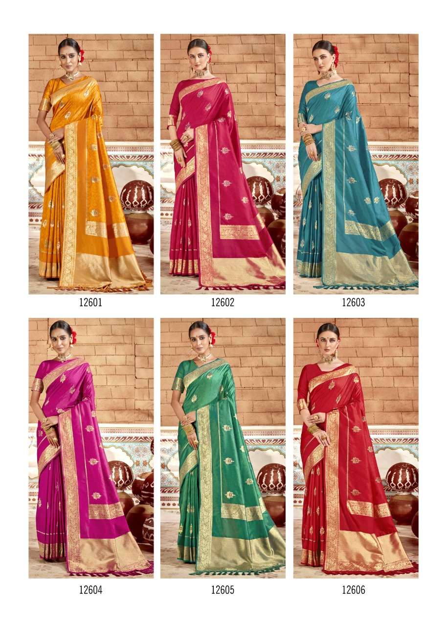 SKS FANCY-1001 BY SHAKUNT 12601 TO 12606 SERIES INDIAN TRADITIONAL WEAR COLLECTION BEAUTIFUL STYLISH FANCY COLORFUL PARTY WEAR & OCCASIONAL WEAR SOFT SILK SAREES AT WHOLESALE PRICE