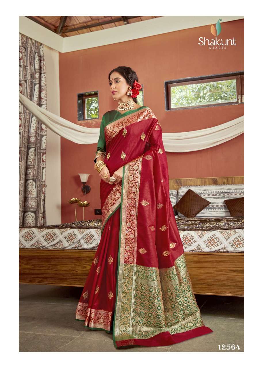 JAGMOHINI BY SHAKUNT 12561 TO 12566 SERIES INDIAN TRADITIONAL WEAR COLLECTION BEAUTIFUL STYLISH FANCY COLORFUL PARTY WEAR & OCCASIONAL WEAR SOFT SILK SAREES AT WHOLESALE PRICE