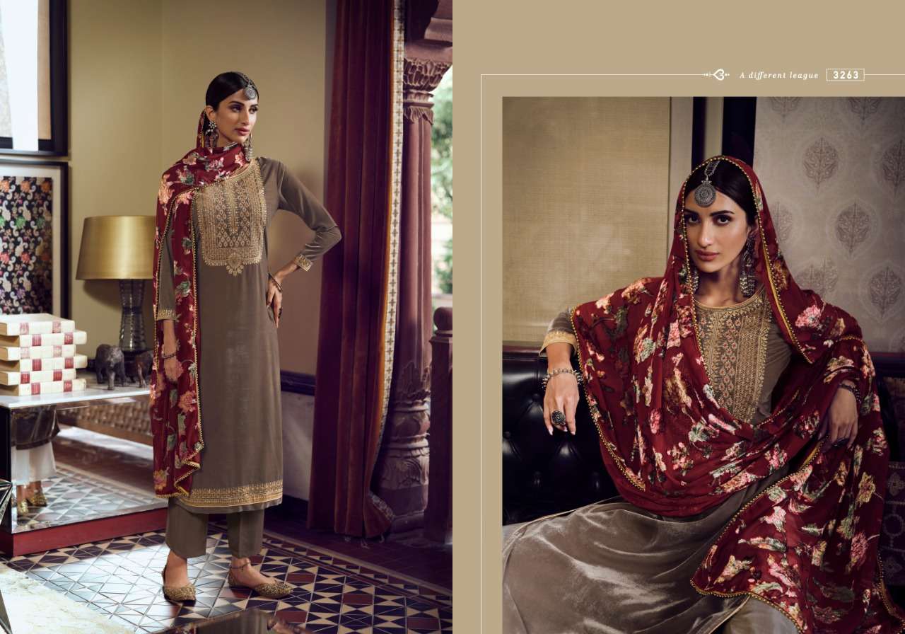 GLAMOUR BY CHARMY 3261 TO 3265 SERIES BEAUTIFUL SUITS COLORFUL STYLISH FANCY CASUAL WEAR & ETHNIC WEAR VELVET EMBROIDERED DRESSES AT WHOLESALE PRICE