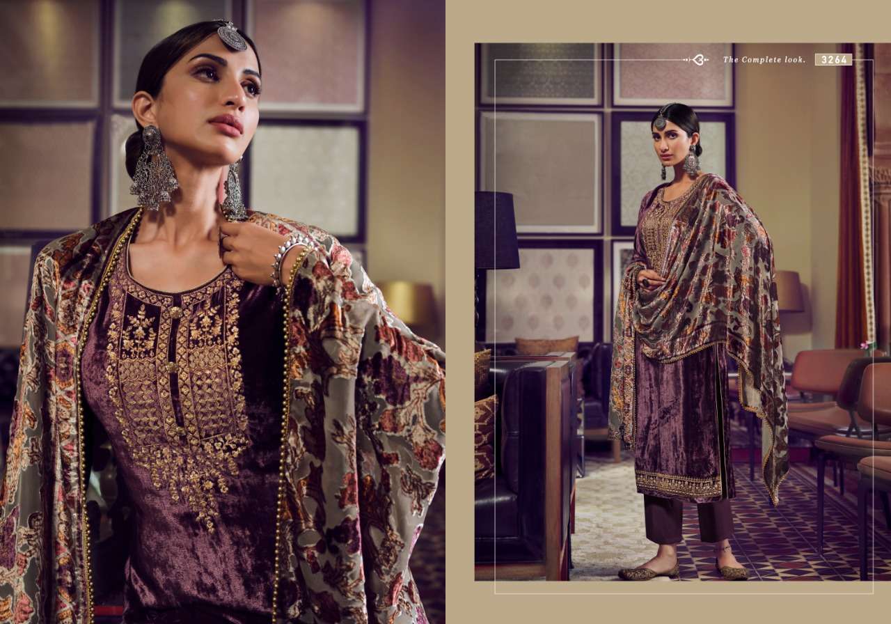 GLAMOUR BY CHARMY 3261 TO 3265 SERIES BEAUTIFUL SUITS COLORFUL STYLISH FANCY CASUAL WEAR & ETHNIC WEAR VELVET EMBROIDERED DRESSES AT WHOLESALE PRICE