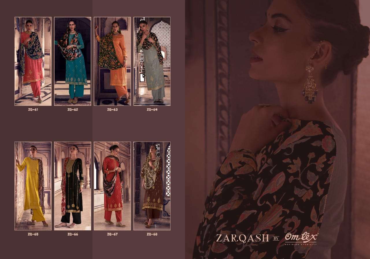 ZARQASH BY JHANSI 601 TO 68 SERIES BEAUTIFUL SUITS COLORFUL STYLISH FANCY CASUAL WEAR & ETHNIC WEAR PASHMINA SILK DRESSES AT WHOLESALE PRICE