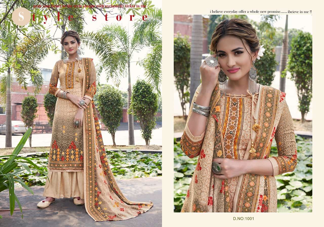 AARIKA BY VIJAYA FASHION 1001 TO 1008 SERIES BEAUTIFUL STYLISH SUITS FANCY COLORFUL CASUAL WEAR & ETHNIC WEAR & READY TO WEAR PASHMINA DOBBY PRINTED DRESSES AT WHOLESALE PRICE