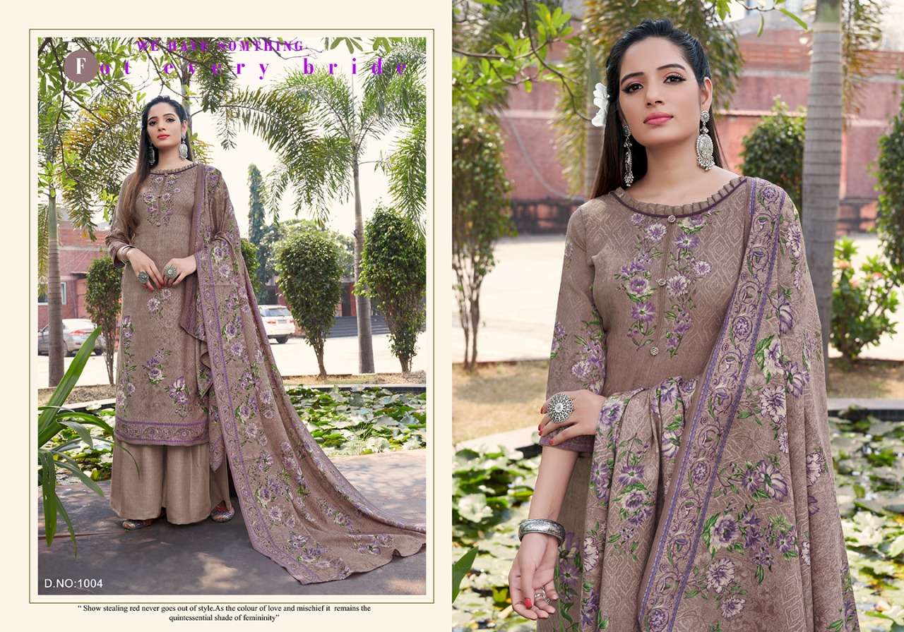 AARIKA BY VIJAYA FASHION 1001 TO 1008 SERIES BEAUTIFUL STYLISH SUITS FANCY COLORFUL CASUAL WEAR & ETHNIC WEAR & READY TO WEAR PASHMINA DOBBY PRINTED DRESSES AT WHOLESALE PRICE