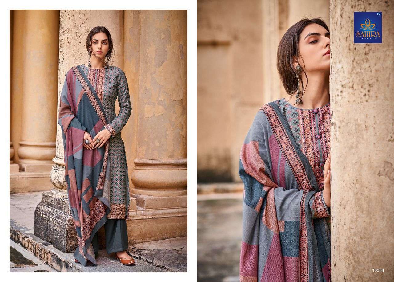 MAHWISH BY SAHIRA EXPORTS 10001 TO 10008 SERIES BEAUTIFUL STYLISH SUITS FANCY COLORFUL CASUAL WEAR & ETHNIC WEAR & READY TO WEAR PASHMINA DOBBY PRINTED DRESSES AT WHOLESALE PRICE
