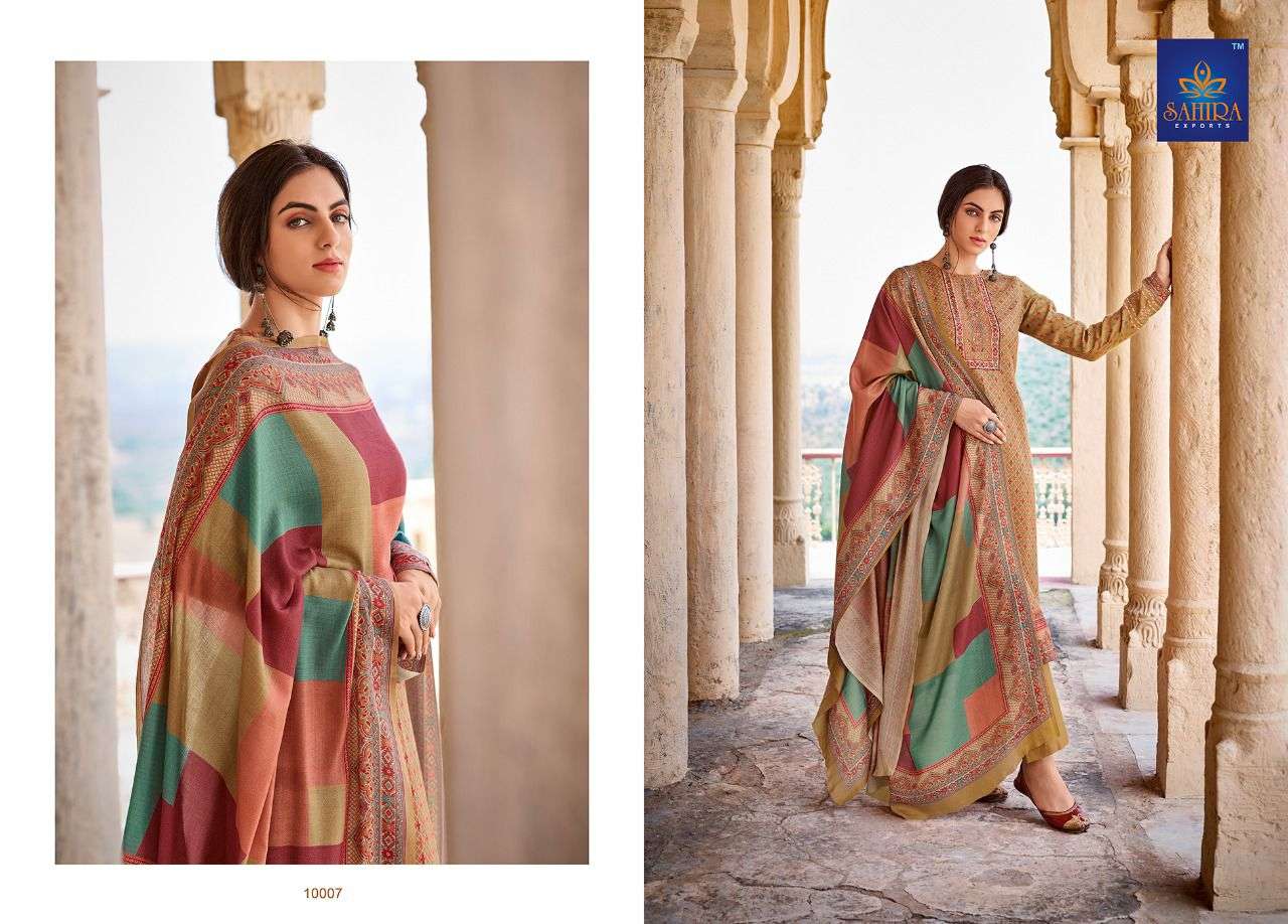 MAHWISH BY SAHIRA EXPORTS 10001 TO 10008 SERIES BEAUTIFUL STYLISH SUITS FANCY COLORFUL CASUAL WEAR & ETHNIC WEAR & READY TO WEAR PASHMINA DOBBY PRINTED DRESSES AT WHOLESALE PRICE